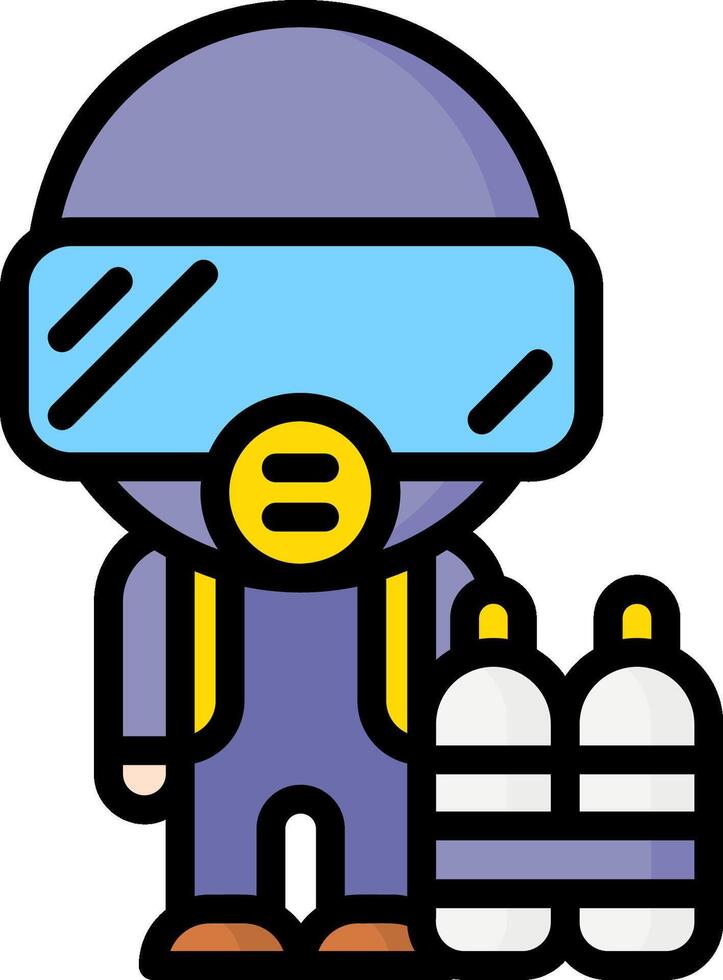 A cartoon character wearing a gas mask and holding two bottles vector