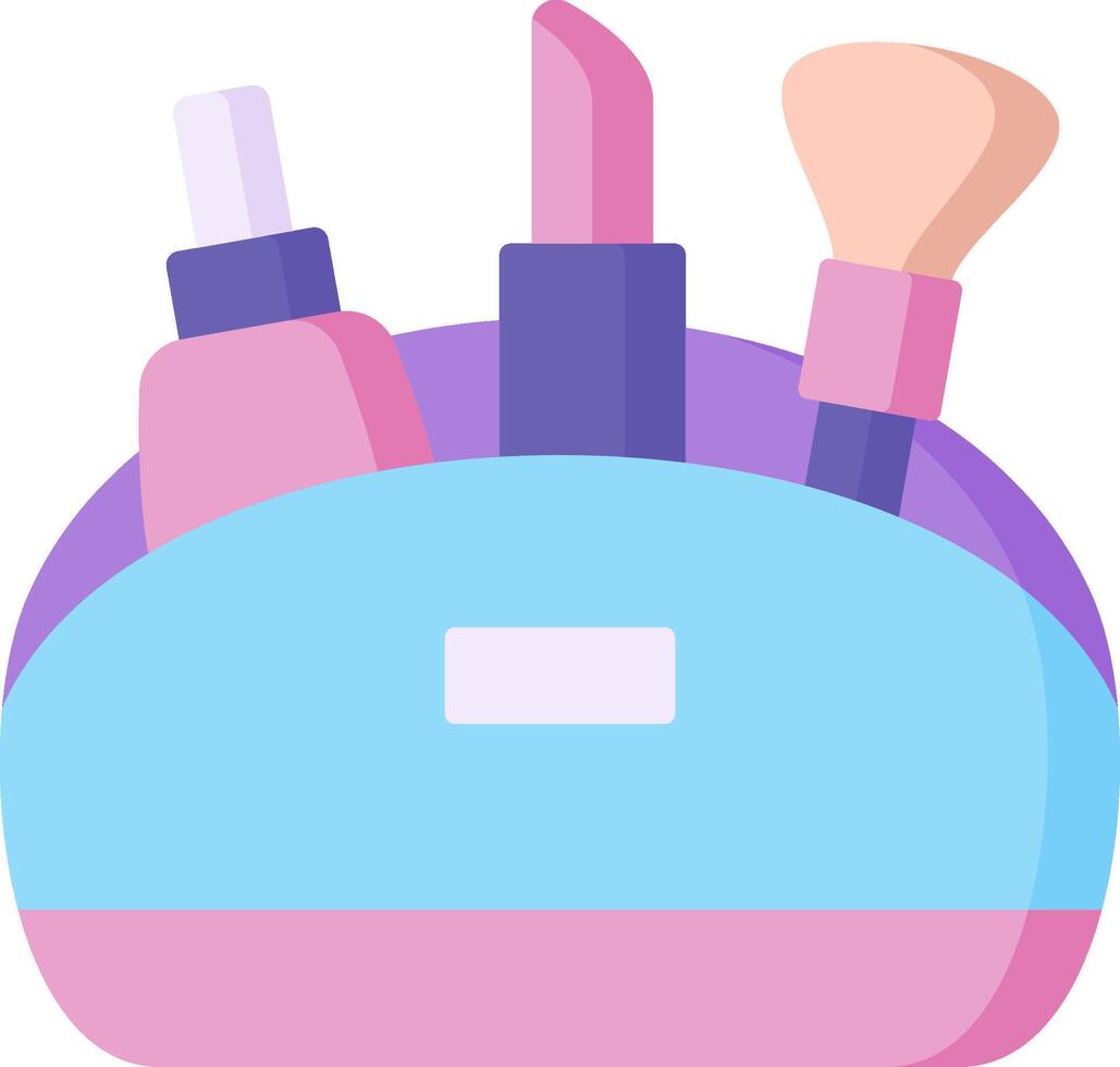 Cosmetics bag with makeup brushes and lipstick vector