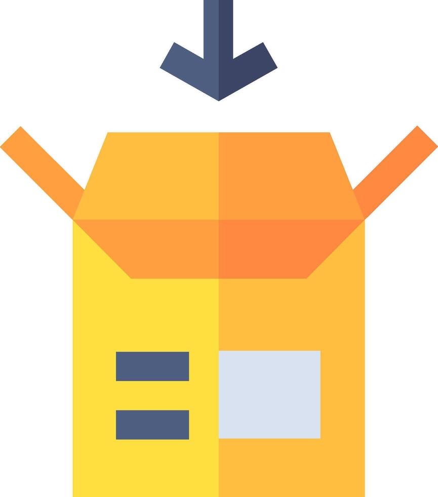 A box with an arrow pointing up and a blue arrow pointing down vector