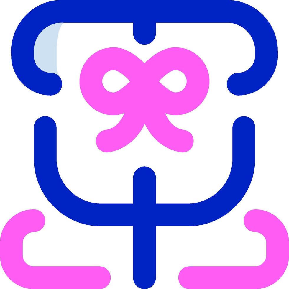 A pink and blue heart with a bow on it vector