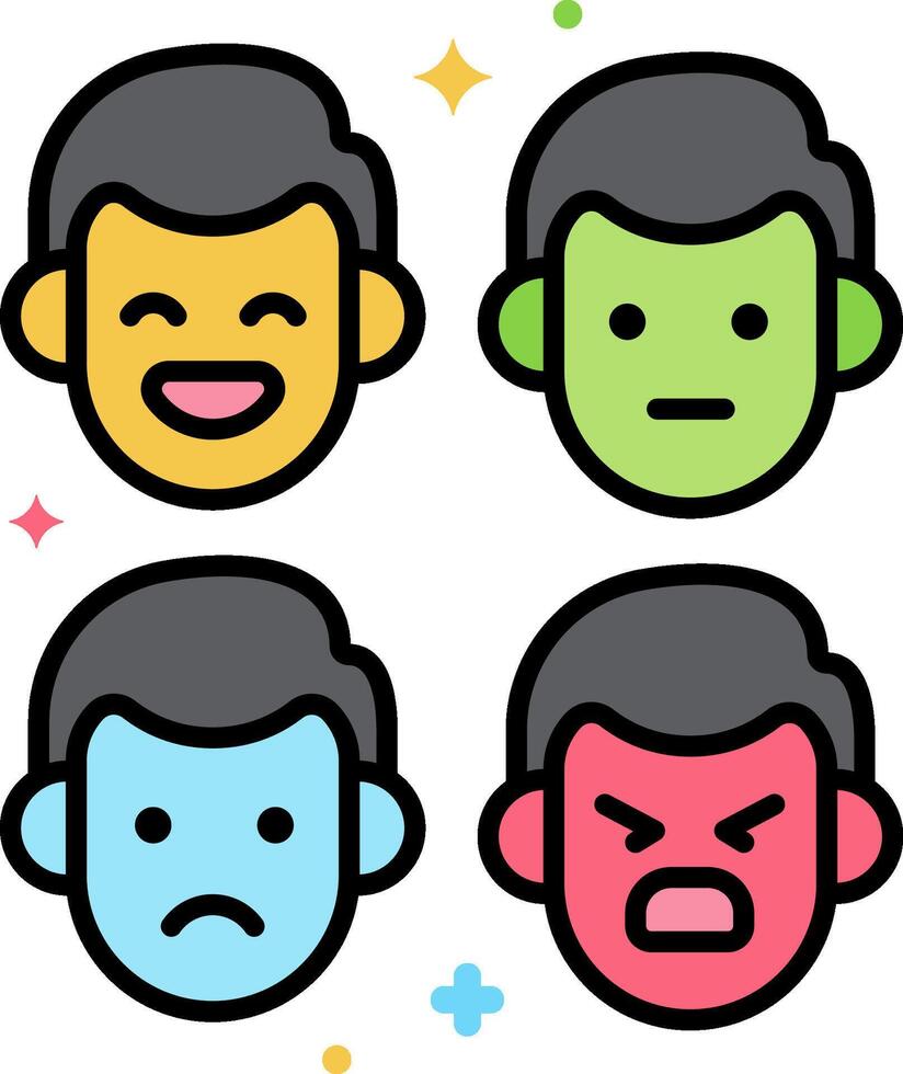 Four different emoticions with different faces vector