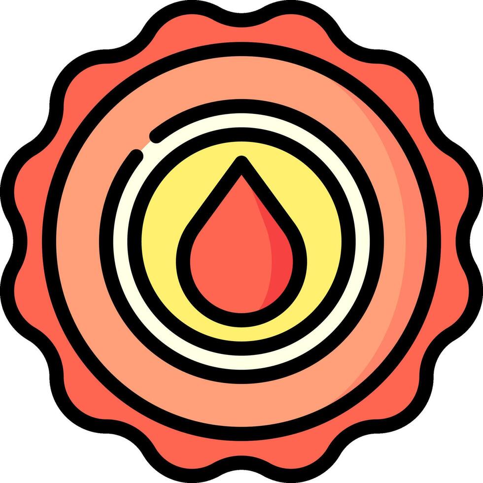 A red and yellow badge with a drop of blood vector