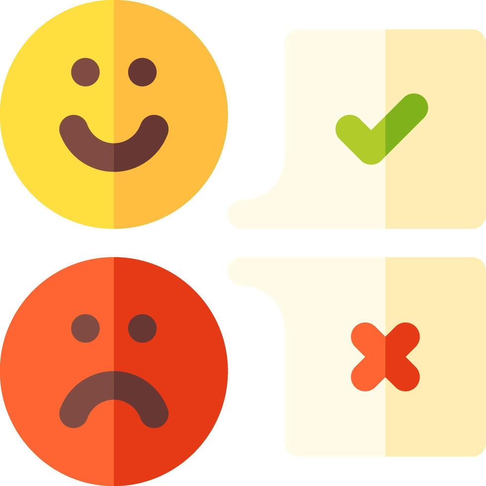 Four emoticions with different emotions and check marks vector