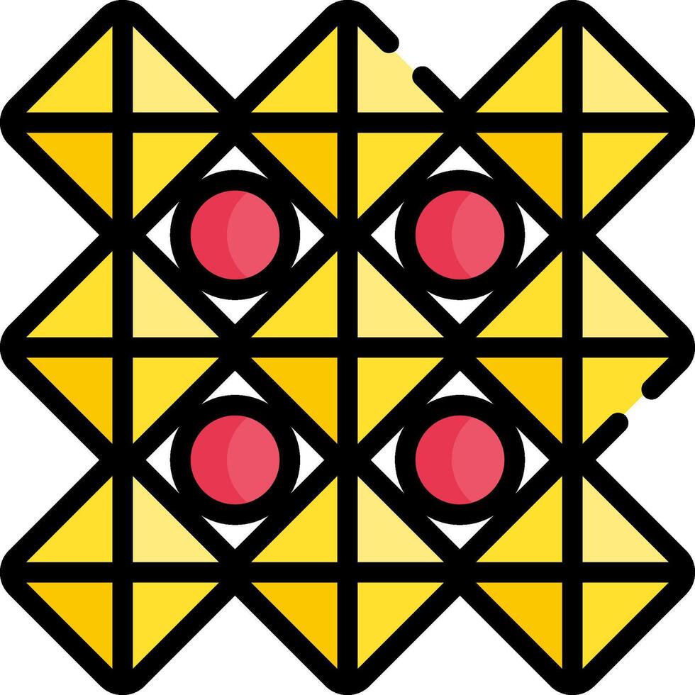 A yellow and red geometric pattern with red dots vector