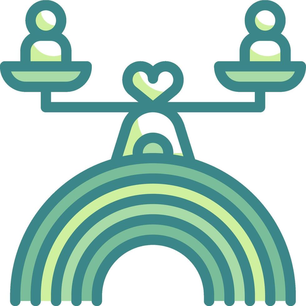 A green and white illustration of a couple on a scale vector