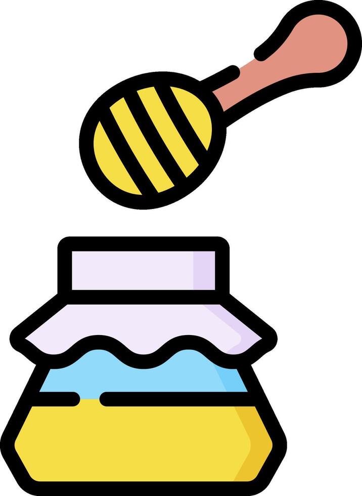 Honey jar and spoon illustration vector
