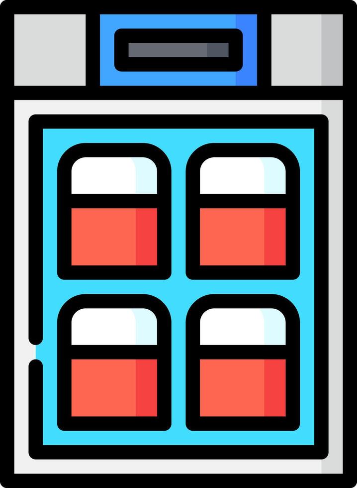 A refrigerator with four bottles inside vector