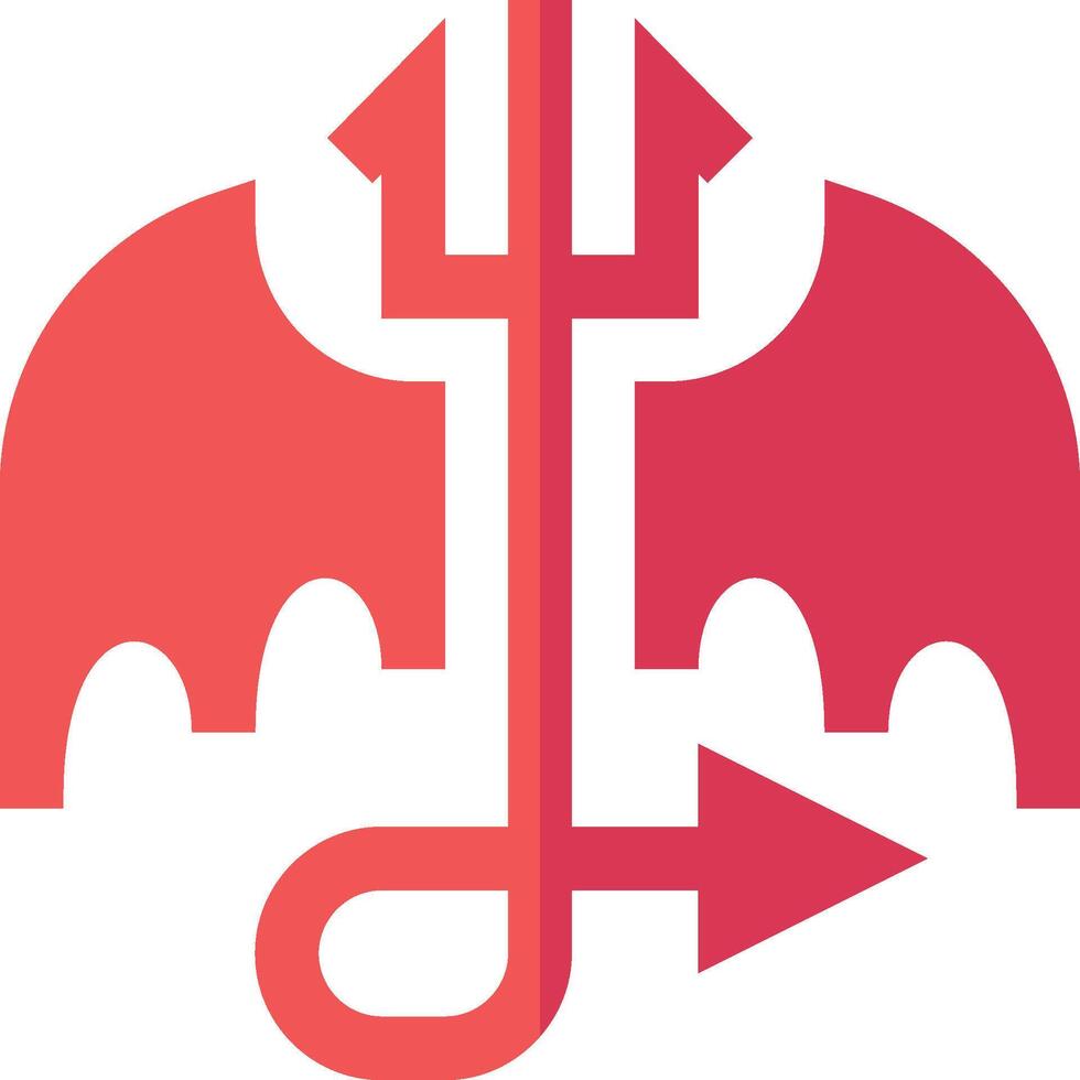 A red and white devil's head with two horns vector