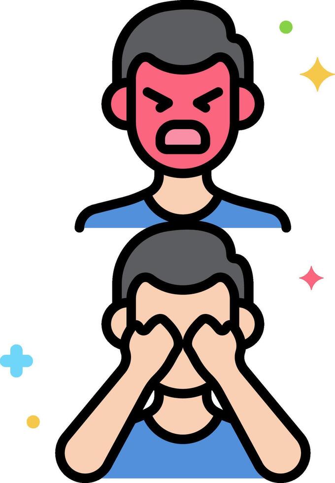 Two people with red faces covering their eyes vector