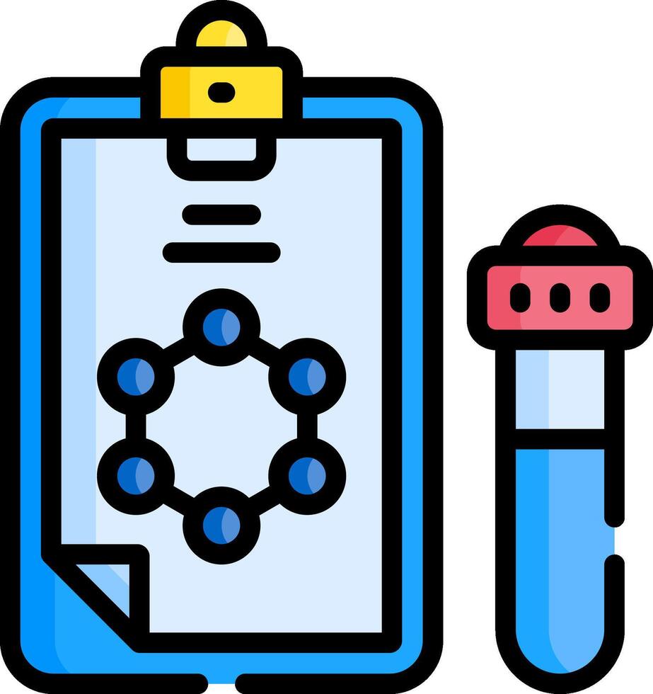 A clipboard with a test tube and a test tube vector