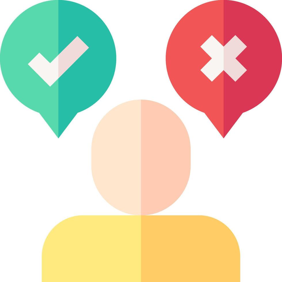 A person with two speech bubbles with tick marks vector