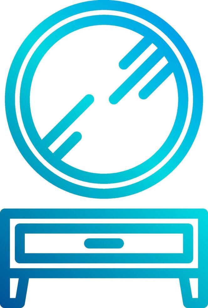 A blue and white icon of a mirror vector