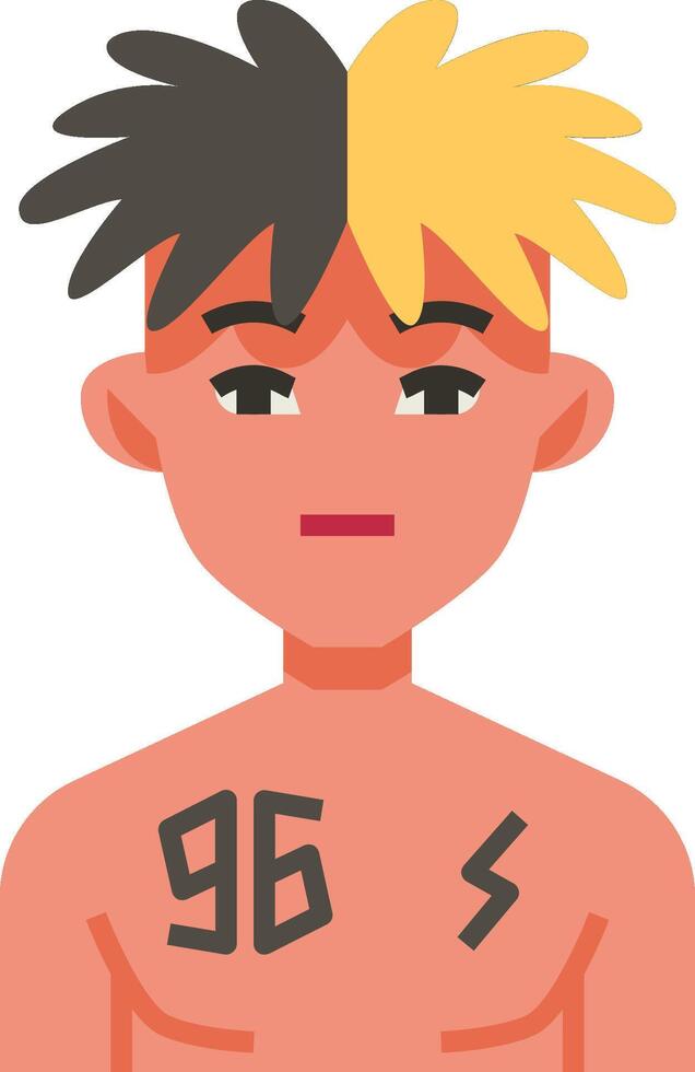 A cartoon man with a tattoo on his chest vector