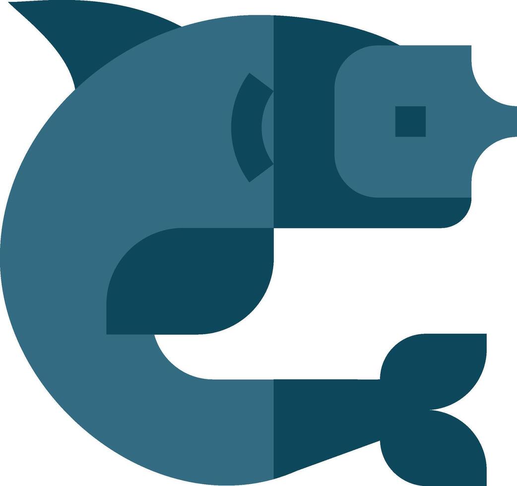 The fish logo is shown in a flat design vector