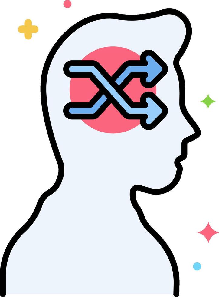A person with a brain with an arrow pointing to the right vector