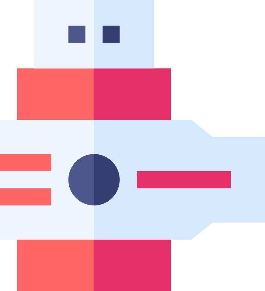 A flat icon of a robot with a red and blue background vector