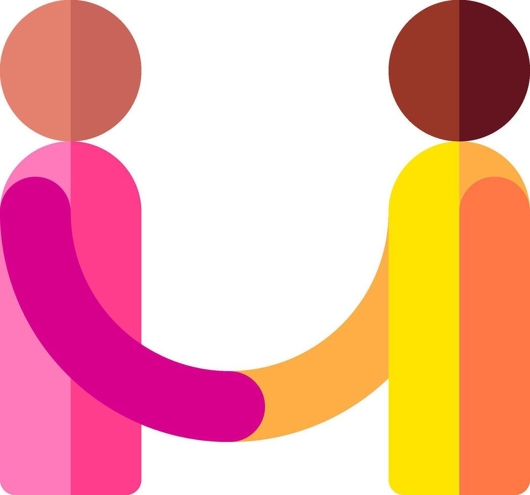 Two people shaking hands with a heart in the middle vector