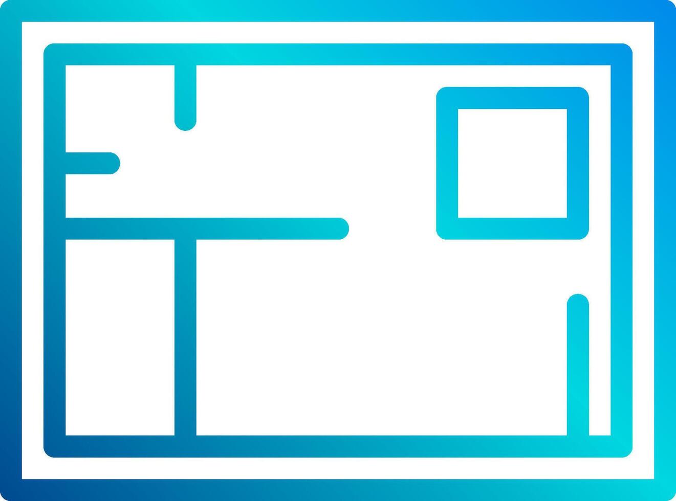 A blue and white square icon with a square vector