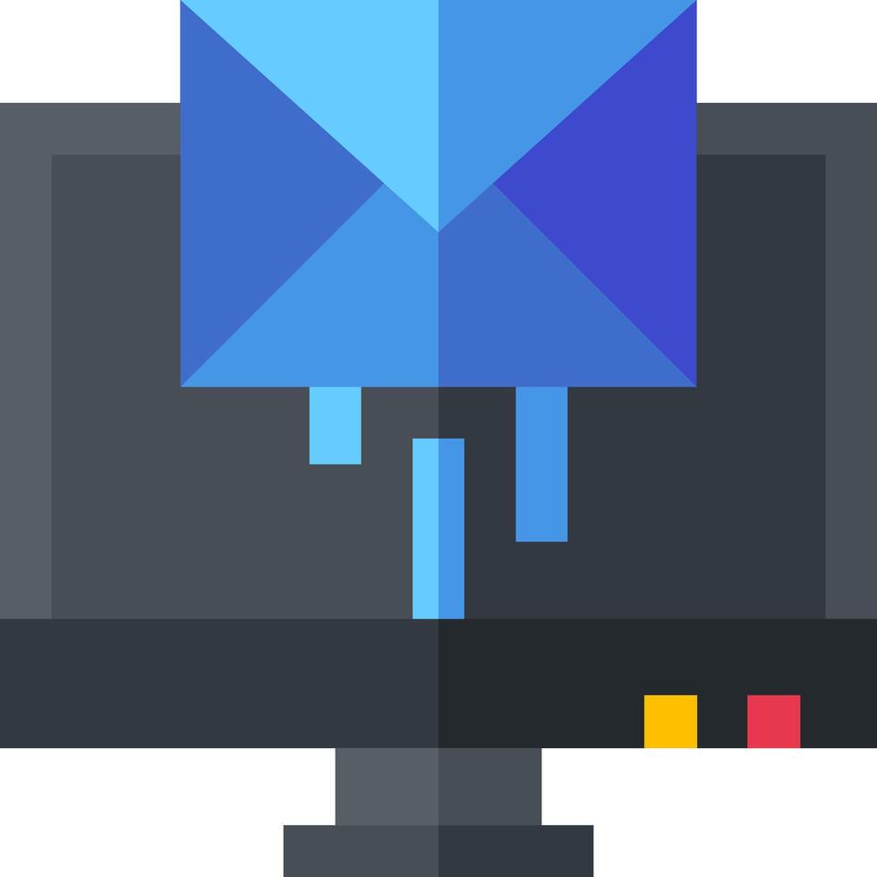Email icon with a blue envelope on top of a computer monitor vector
