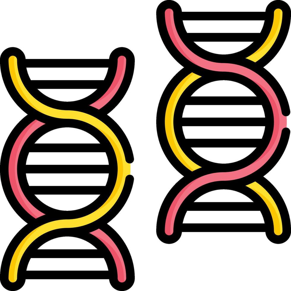 Two dna strands are shown in a flat style vector