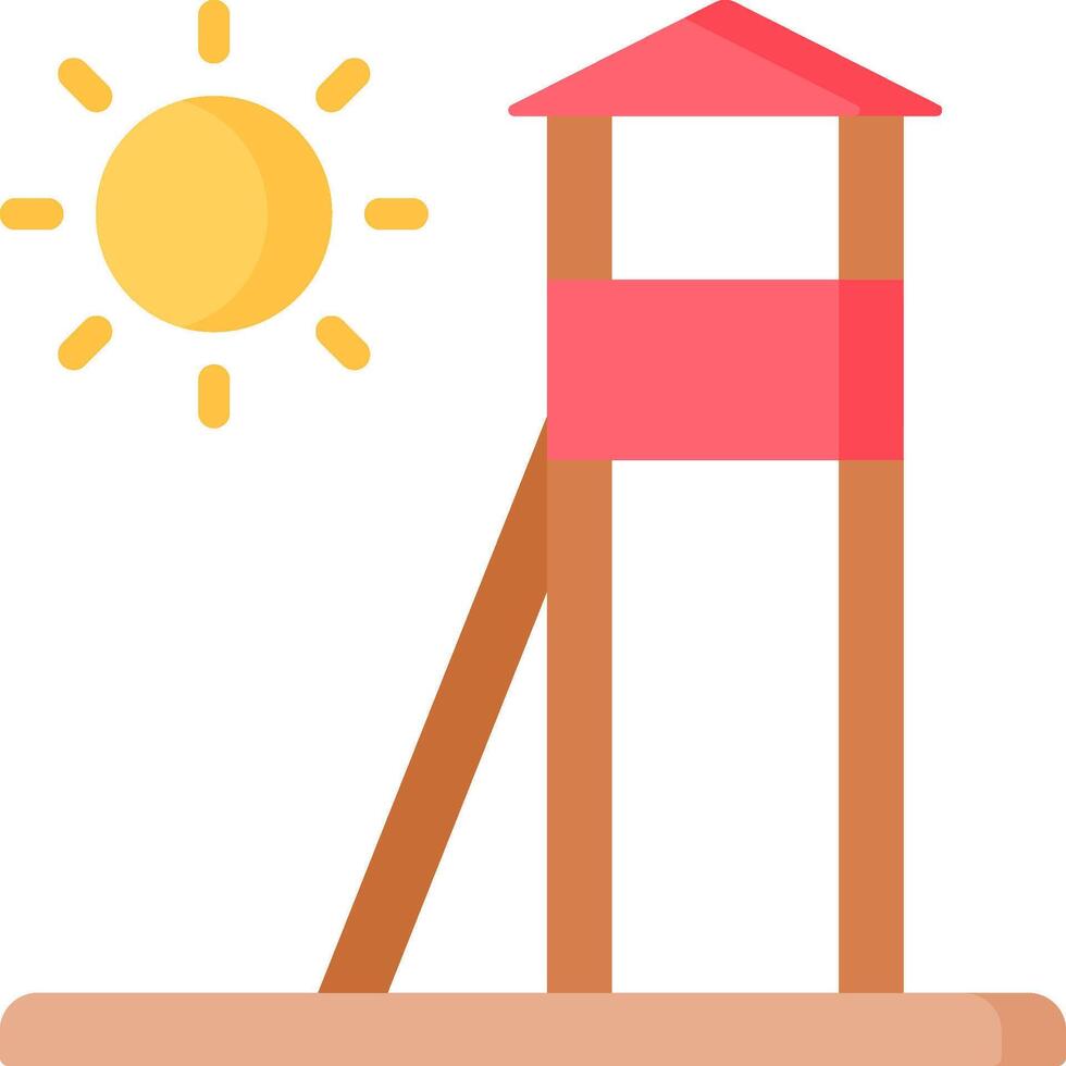 A lifeguard tower with a sun behind it vector