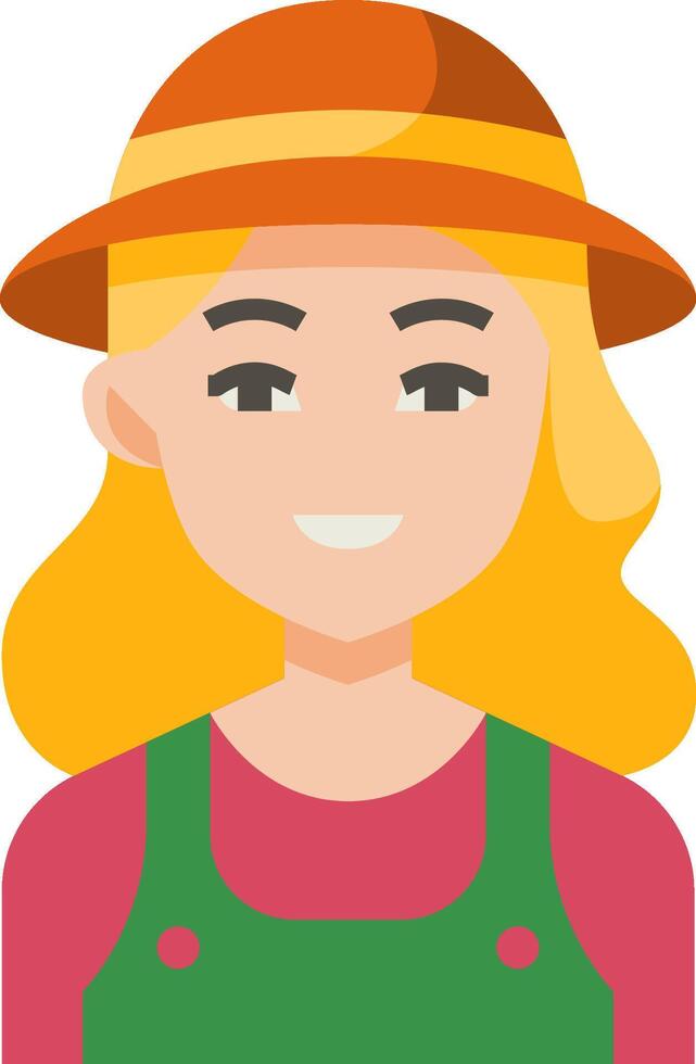 A woman wearing a hat and overalls vector