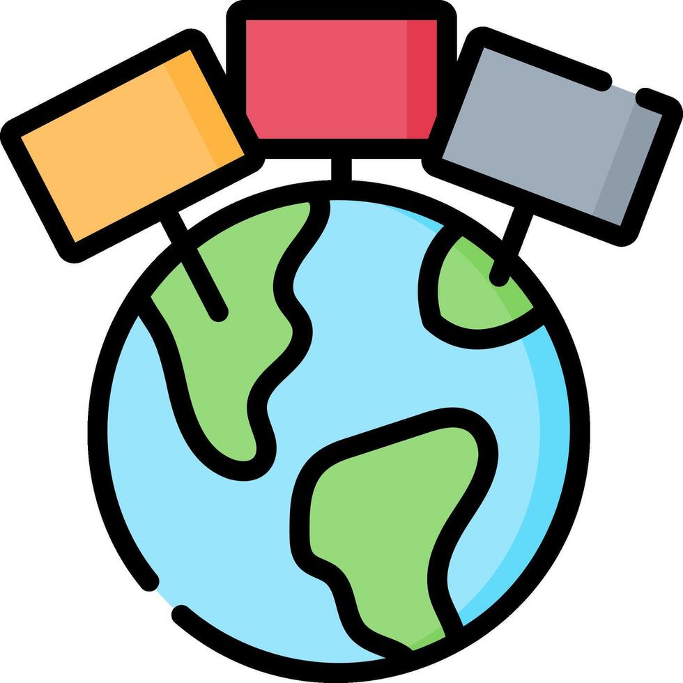 A globe with four different colored pins on it vector