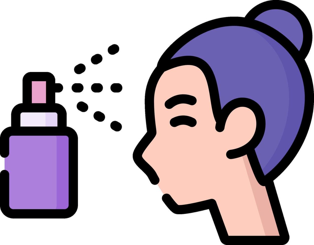 A woman is spraying a bottle of perfume vector