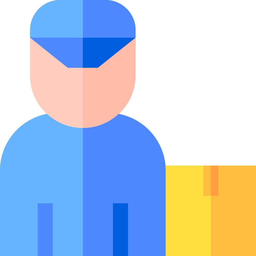 A man in a blue uniform is holding a box vector