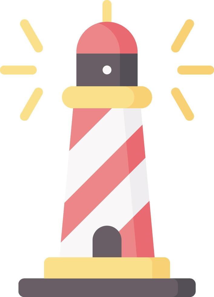 A lighthouse with a striped flag on top vector