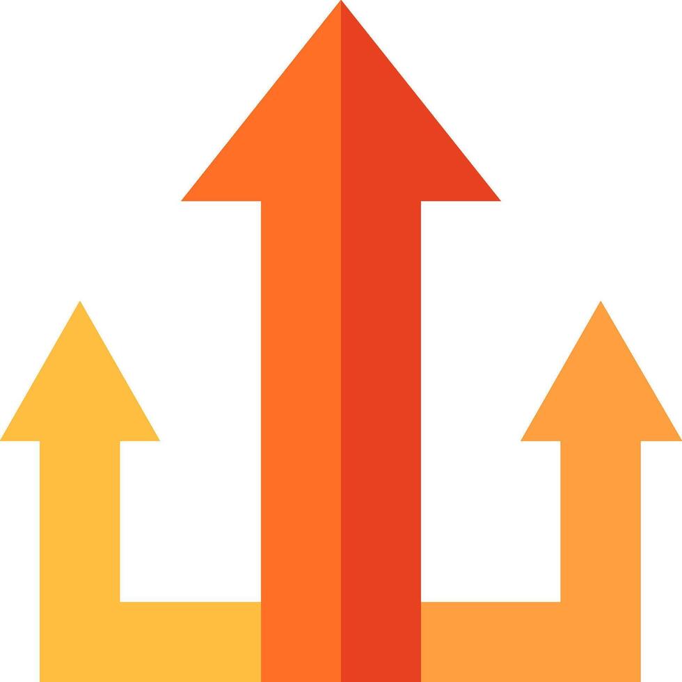 An orange and yellow arrow pointing up vector