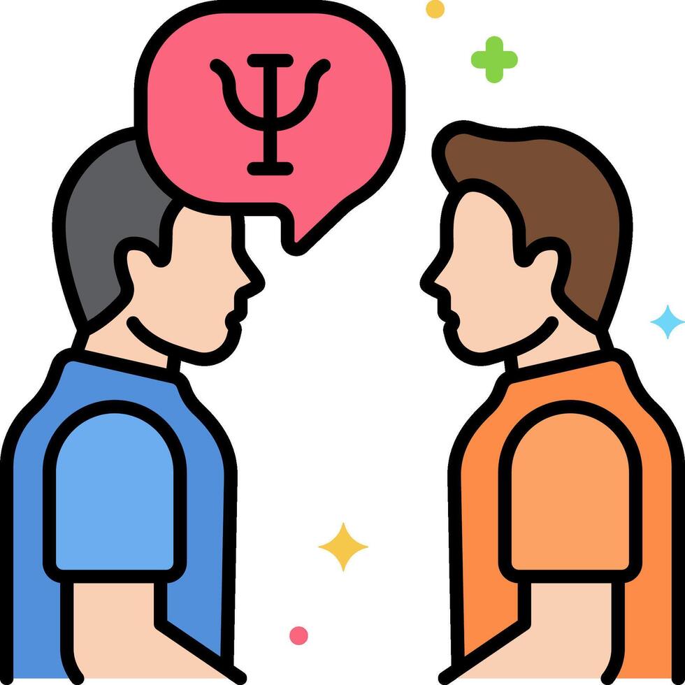 Two men talking with a speech bubble above their heads vector