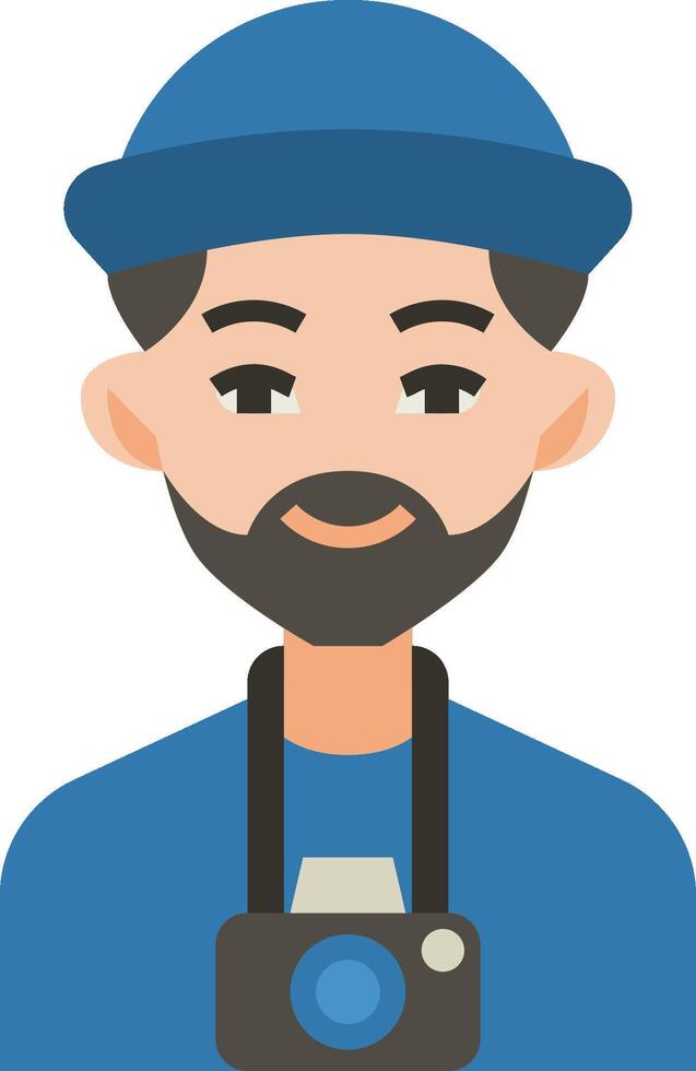 A man with a beard and a camera vector