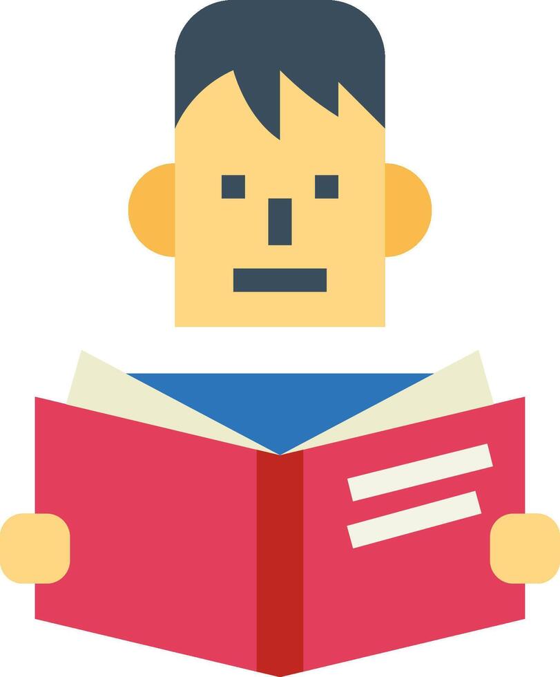 A man reading a book with a sad face vector