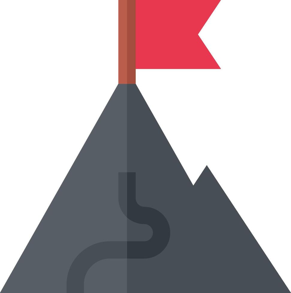 A red flag on top of a mountain with a road going down it vector