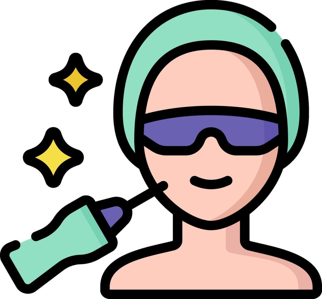 A woman with a towel on her head and a bottle of cream vector