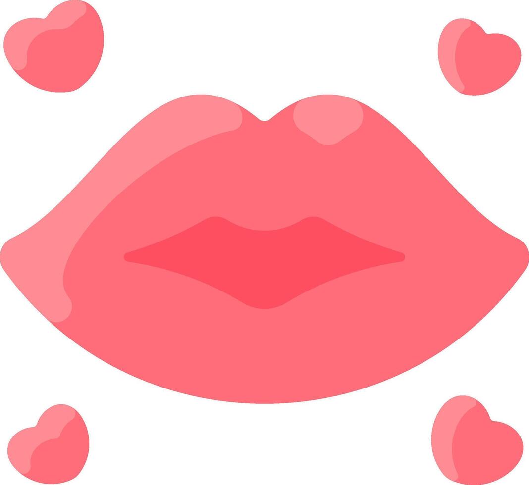 A pink lips with hearts around it vector