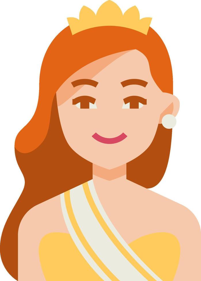 A cartoon woman wearing a crown and a tiara vector