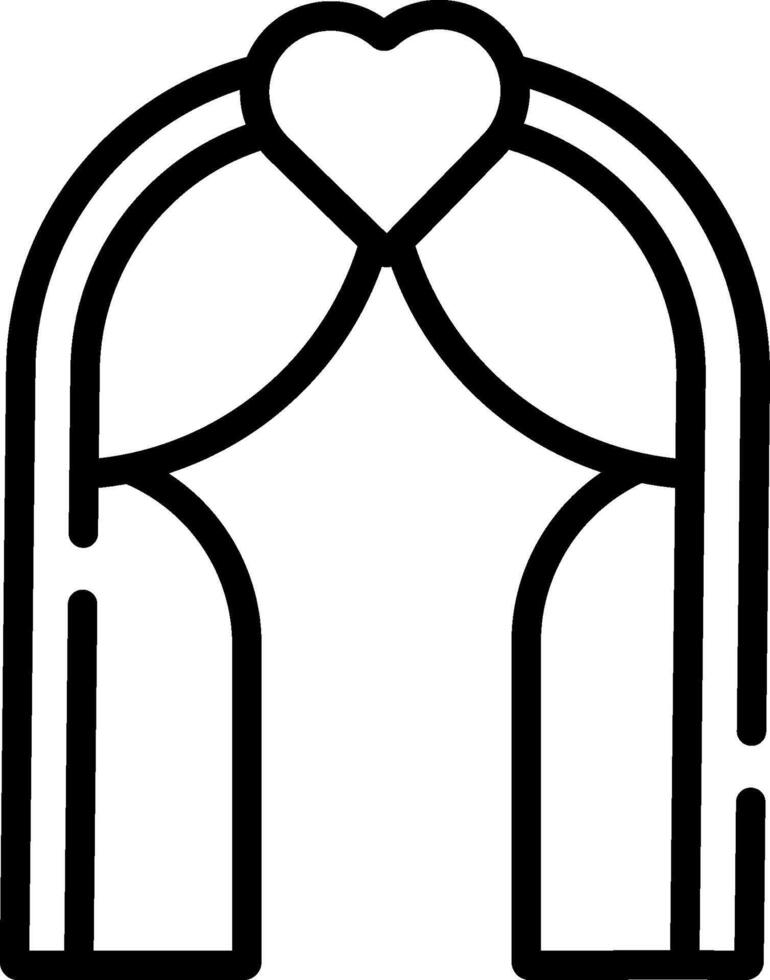 A black and white outline of a heart shaped arch vector