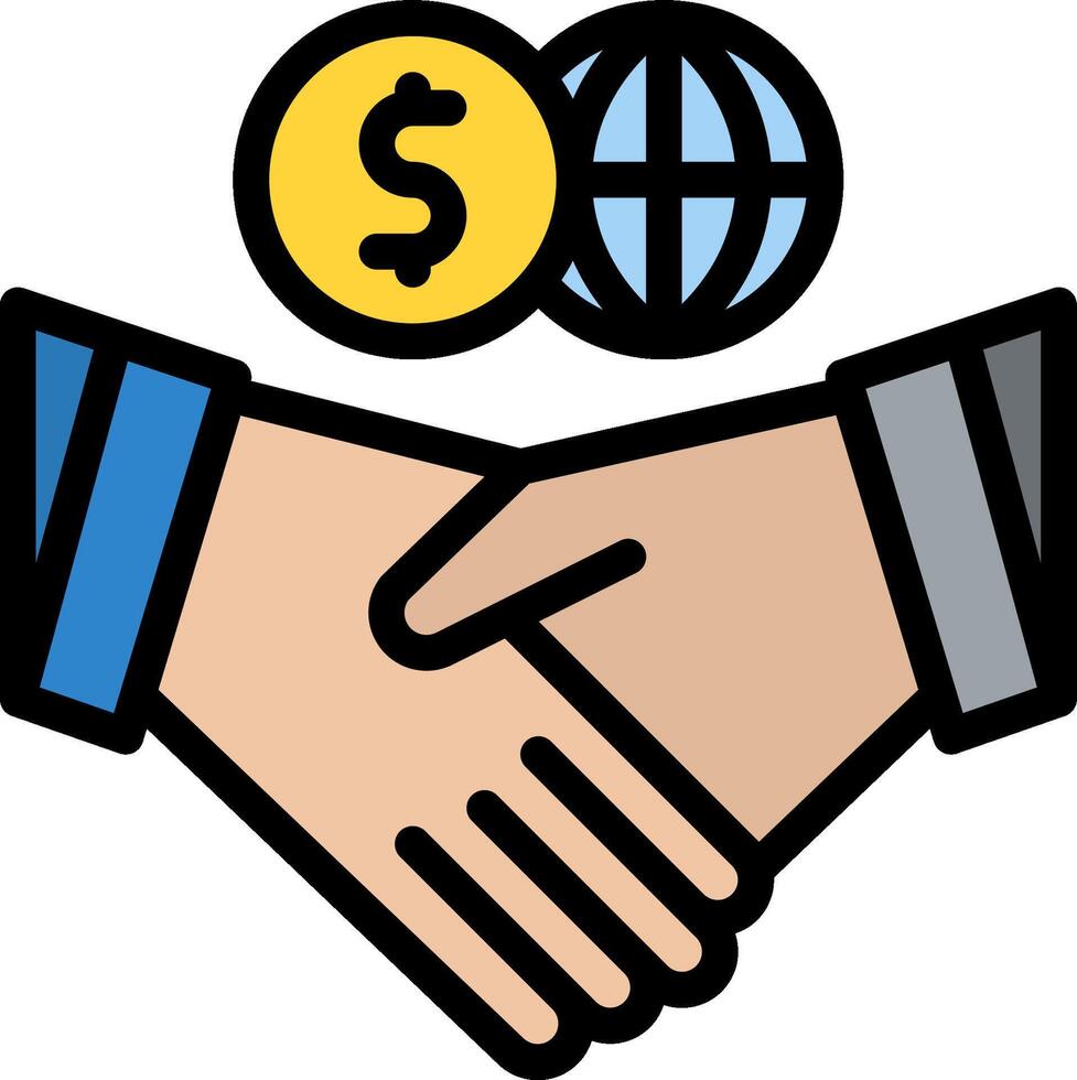 Handshake with dollar and globe icon vector