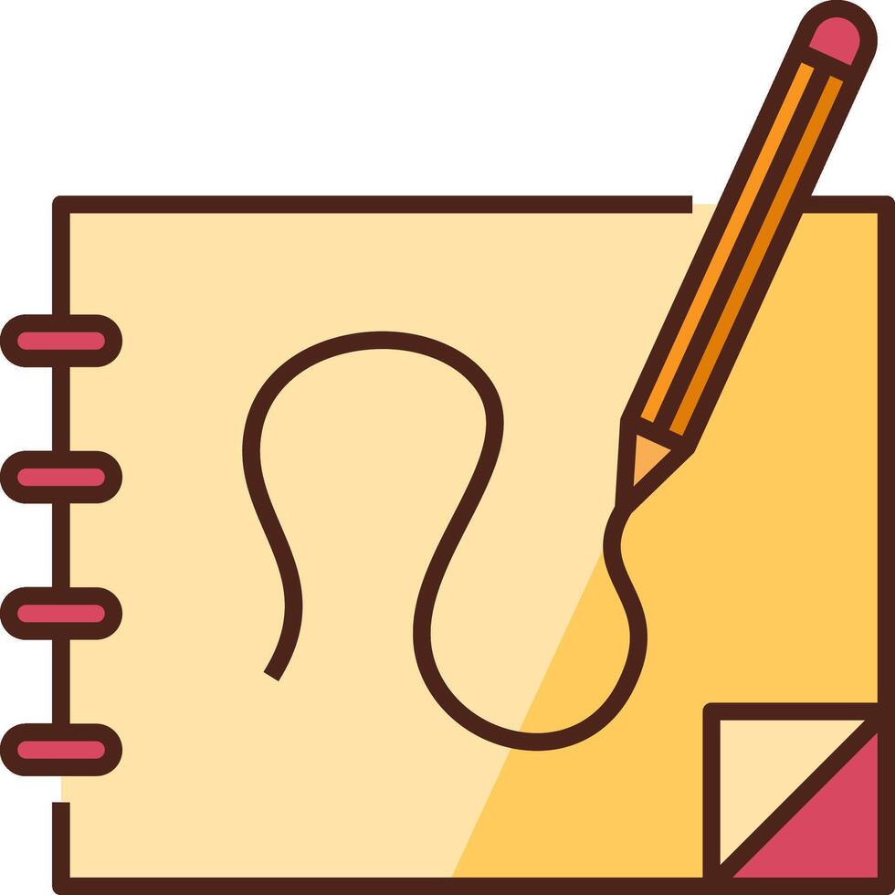 A pencil and a piece of paper with a drawing on it vector