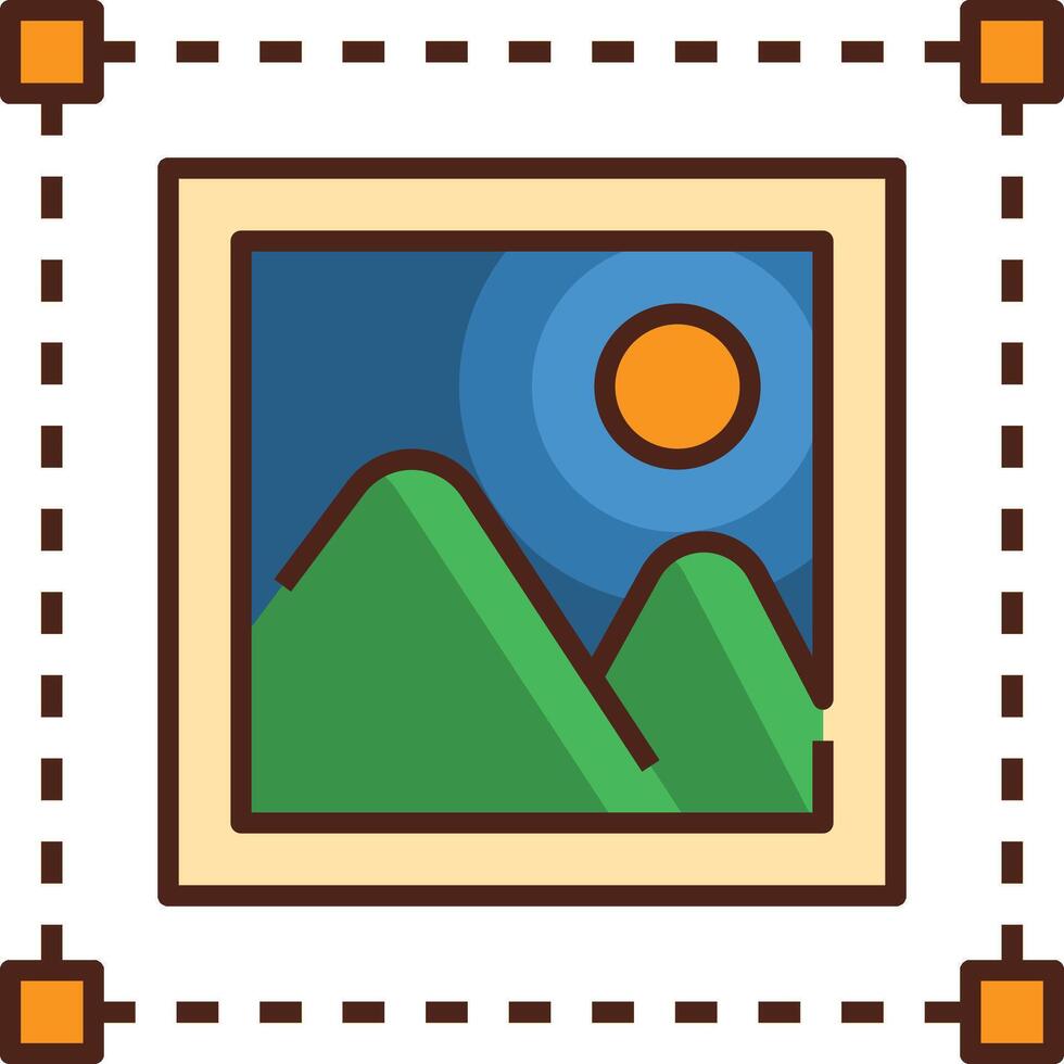 A picture of a mountain and a sun in a frame vector