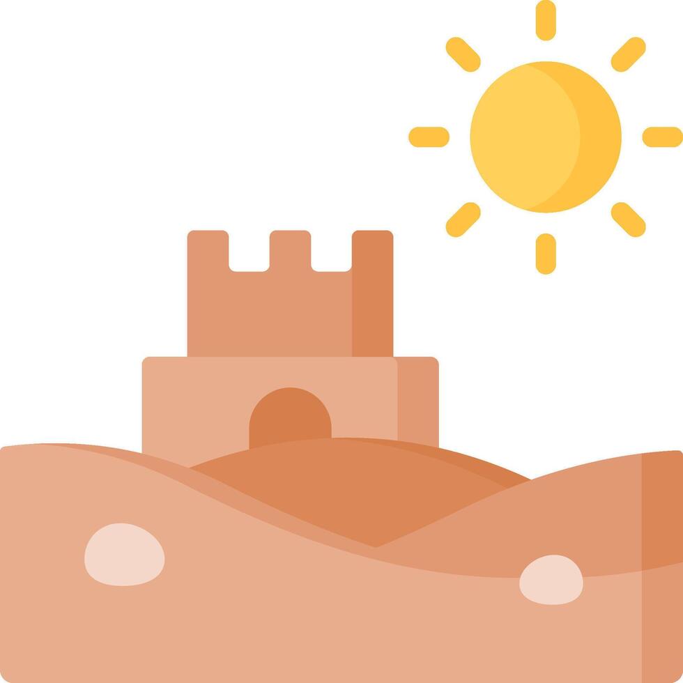A sand castle with a sun and a castle vector