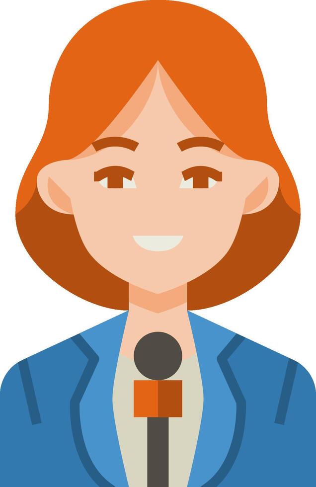 A woman with red hair holding a microphone vector