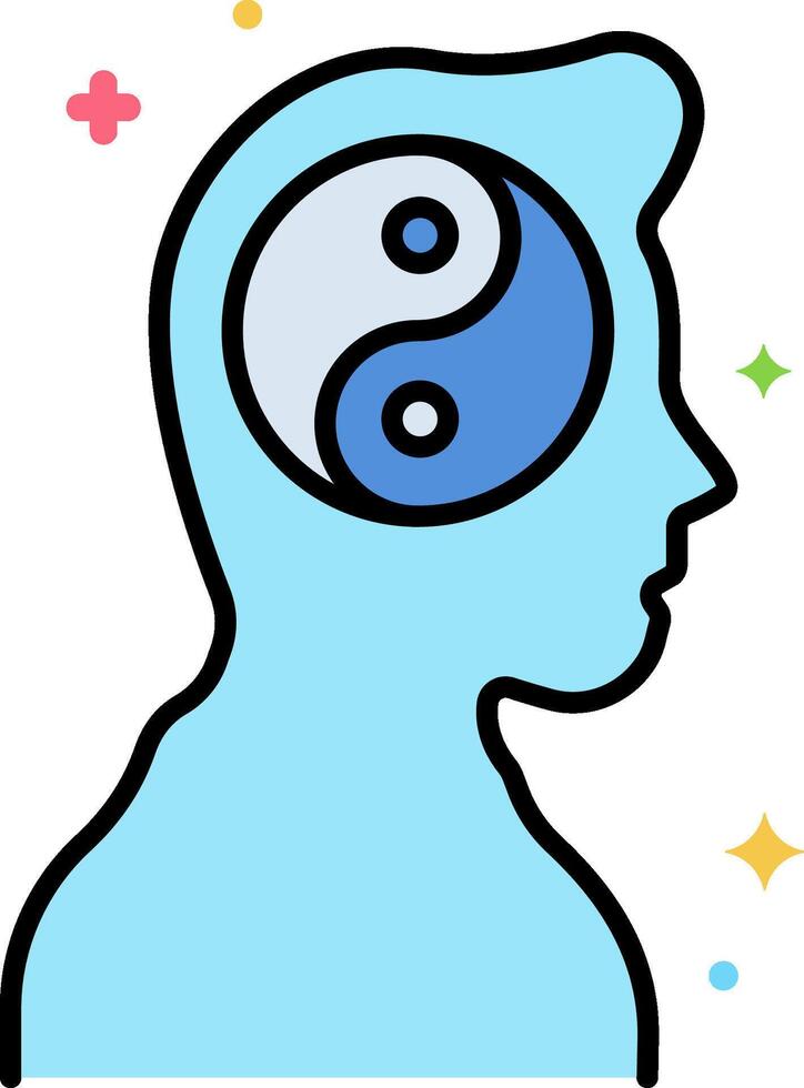 A person with a yin and a blue symbol in the head vector