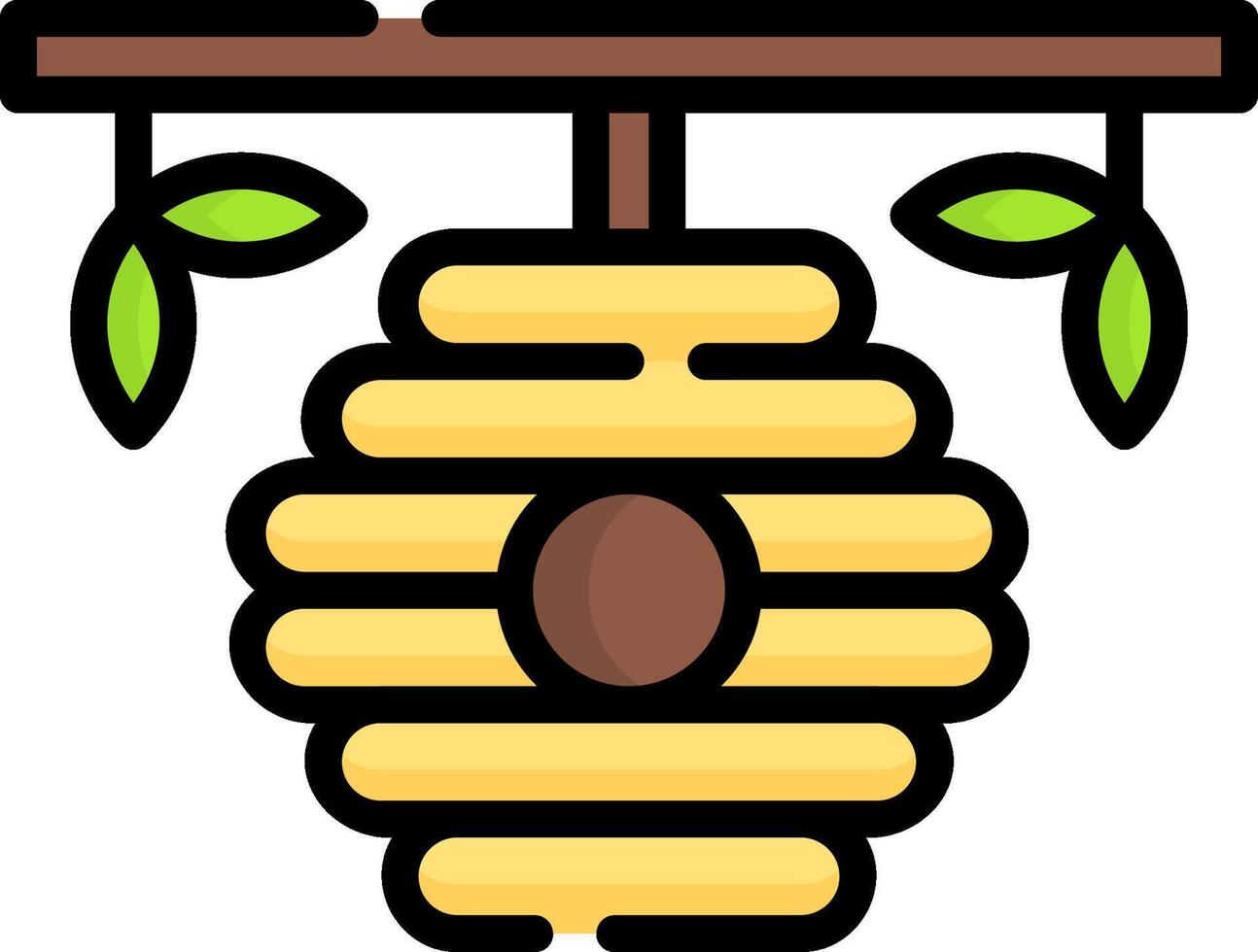 A bee hive with leaves hanging from it vector