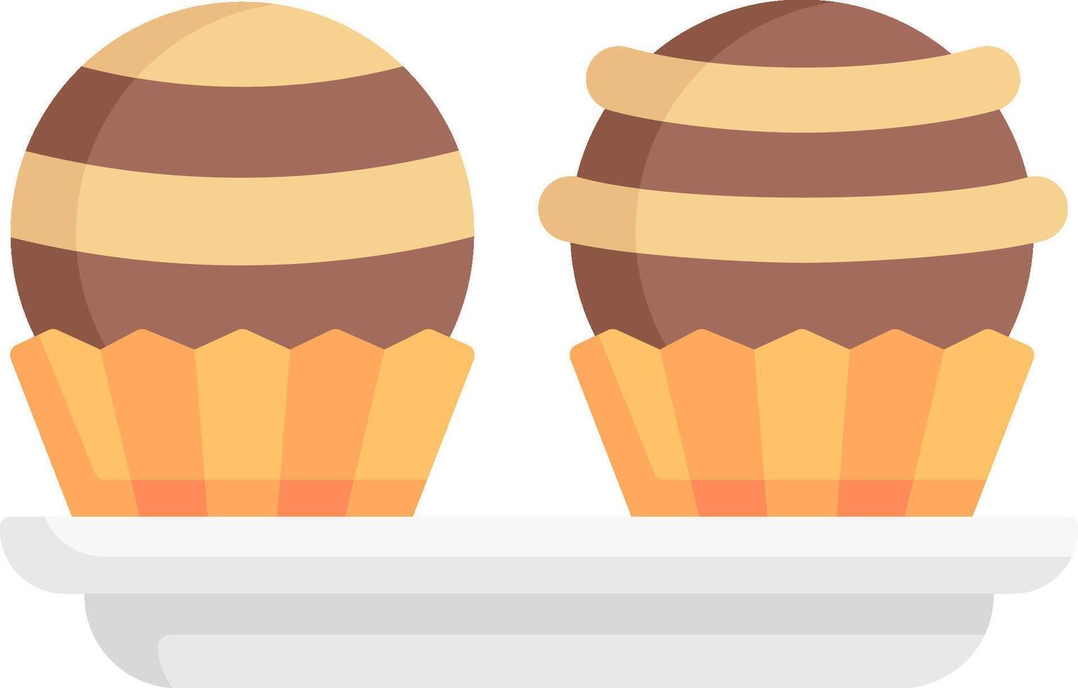 Two chocolate eggs in a cupcake holder vector