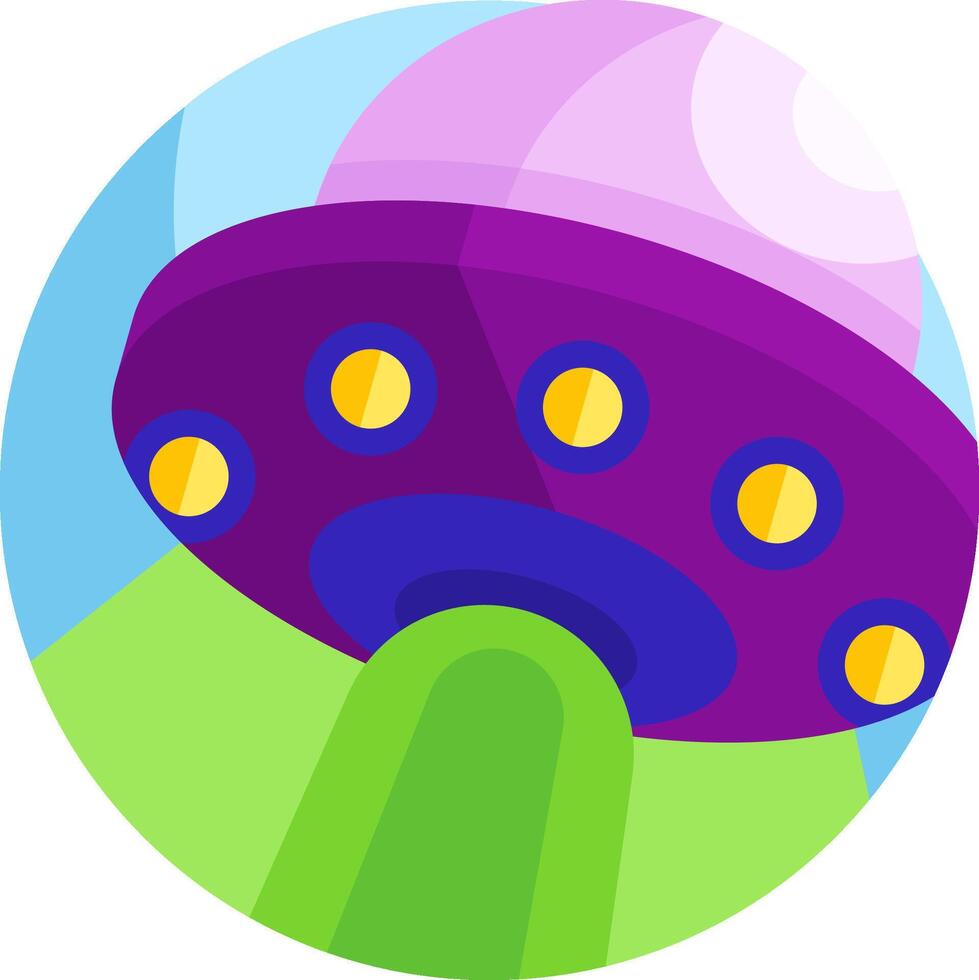 An alien flying saucer with a purple and green background vector