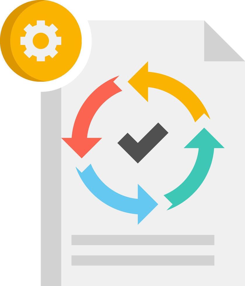 A document with a gear icon and arrows vector