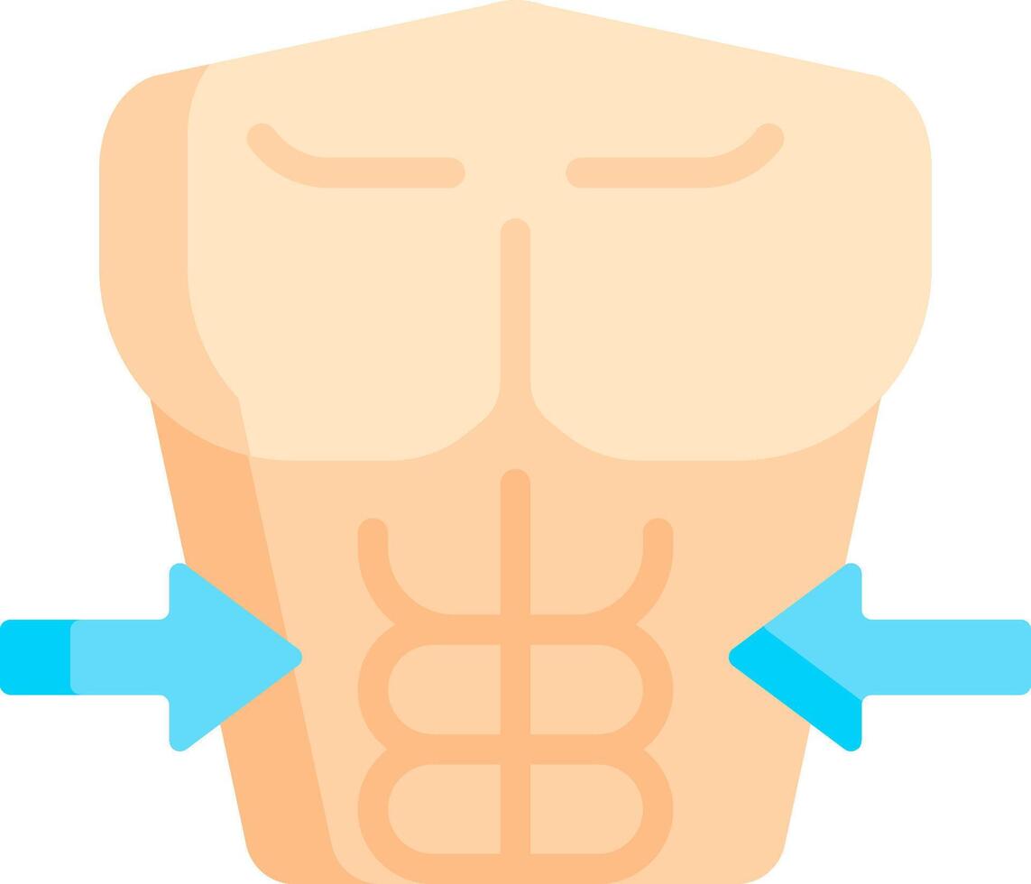 A torso with a blue arrow pointing to the right vector